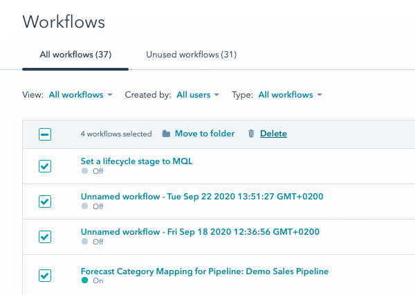 HubSpot-workflow-bulk-delete