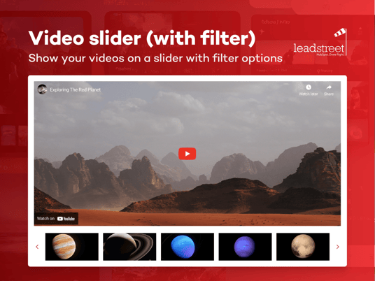 Video slider with filter masonry