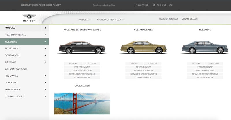 flyouts-navigatie-website-voorbeeld-bentley